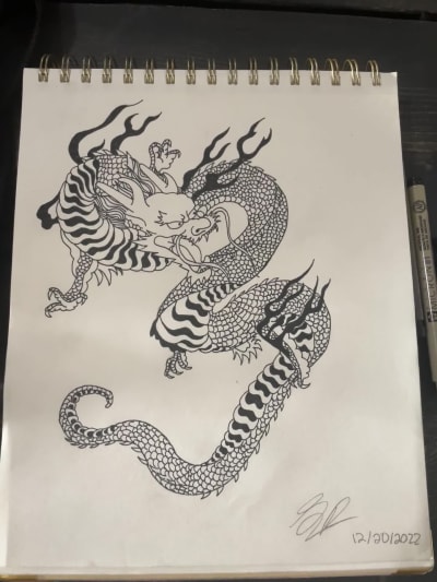 My artwork for a tattoo stencil! : r/drawing