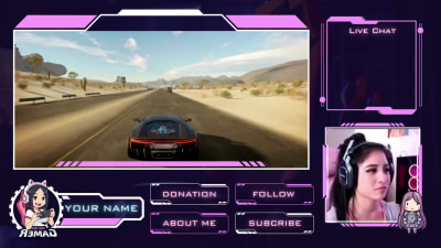 Create animated stream overlay, panels, facecame, webcam in 24h