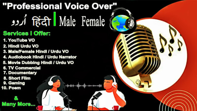 A professional male and female voiceover in hindi and urdu in 24hours