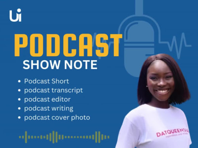 Podcast show note, podcast editor, podcast short and podcast writing