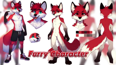 2d anime pfp furry fursona, ref sheet avatar, furry oc style anthro art