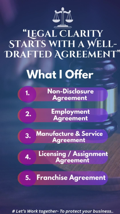 Professionally drafted commercial Contracts & Agreements- Employment, NDA