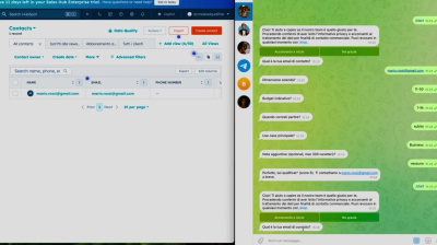 CRM-integrated chatbot (WhatsApp/Telegram/Slack) to capture leads and sales