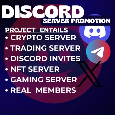 Promotion for discord server, gaming, crypto, advertise obtain real member