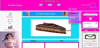 An e-commerce webapp where you can order or book cakes, and snacks.