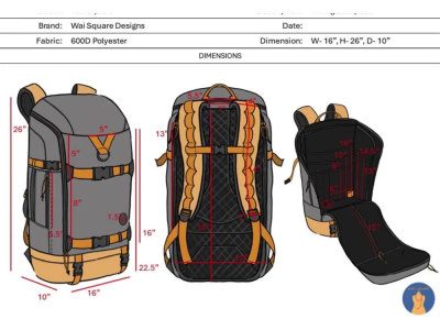 Bag tech pack, duffel bag techpack, handbag tech pack, backpack tech pack