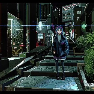 Draw pixel art scene sprite sheet assets cityspace background for your game