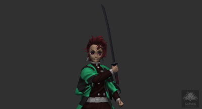 A custom anime or stylized 3D character ready for 3D printing