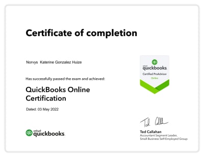 Certified QuickBooks ProAdvisor - Certificate