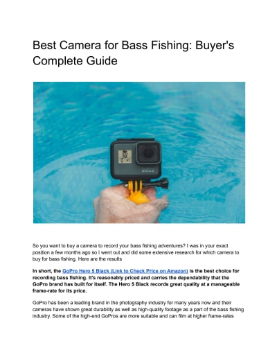What's the Best Camera for Bass Fishing: Buyer's Complete Guide