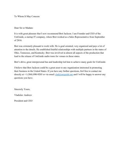 Recommendation Letter