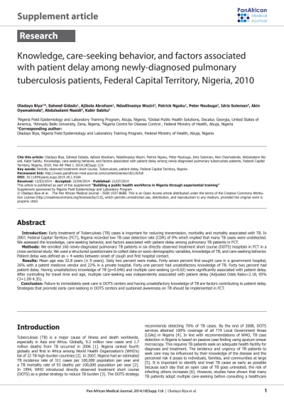 A publication as first author in a journal on Tuberculosis