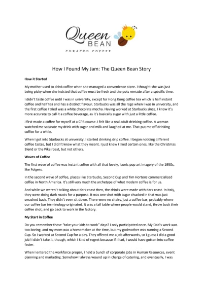 How I Found My Jam Interview with Queen Bean Coffee