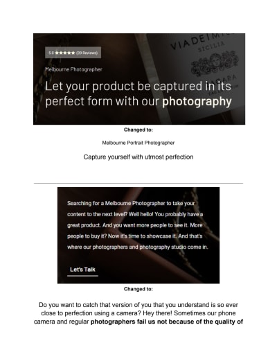 Wrote a landing page for a photography based business.