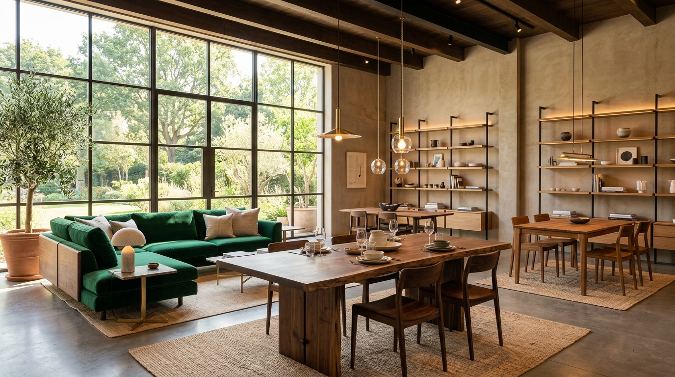 Showroom floor placement in natural daylight