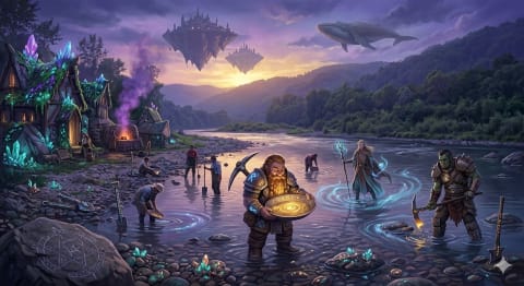 The Ether-Gold Prospectors - Image & Concept Art example in the Fantasy category, created with Nano Banana 2
