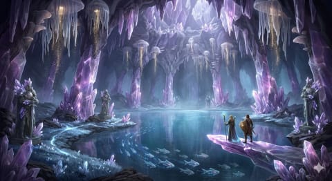 The Whispering Crystal Caverns of Aethelgard - Image & Concept Art example in the Fantasy category, created with Nano Banana 2