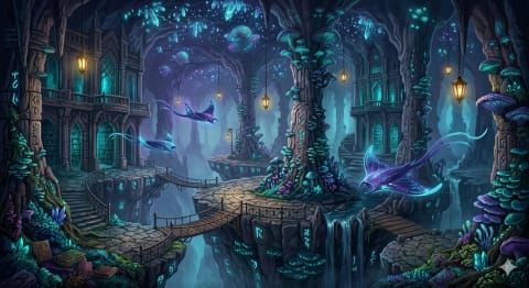 The Abyssal Athenaeum - Image & Concept Art example in the Fantasy category, created with Nano Banana 2