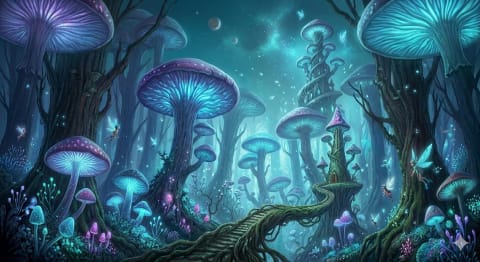 The Mycelium Grove - Image & Concept Art example in the Fantasy category, created with Nano Banana 2