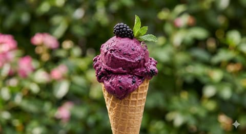 Berry Bloom Gelato Cone - Image & Concept Art example in the Food category, created with Nano Banana 2