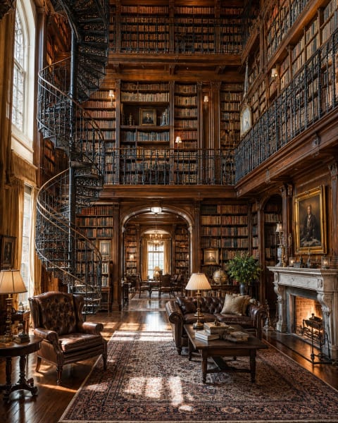 The Hidden Library - Image & Concept Art example in the Architecture category, created with ChatGPT