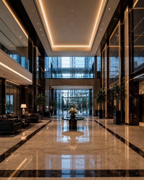 Crystal Lobby - Image & Concept Art example in the Architecture category, created with ChatGPT