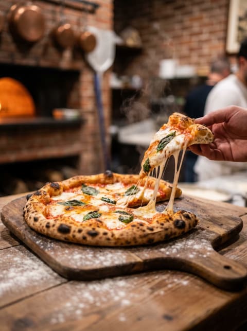 Golden Pull Pizza - Image & Concept Art example in the Food category, created with Nano Banana 2