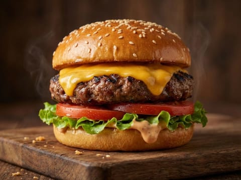 Delicious Cheese Burger - Image & Concept Art example in the Food category, created with Nano Banana 2
