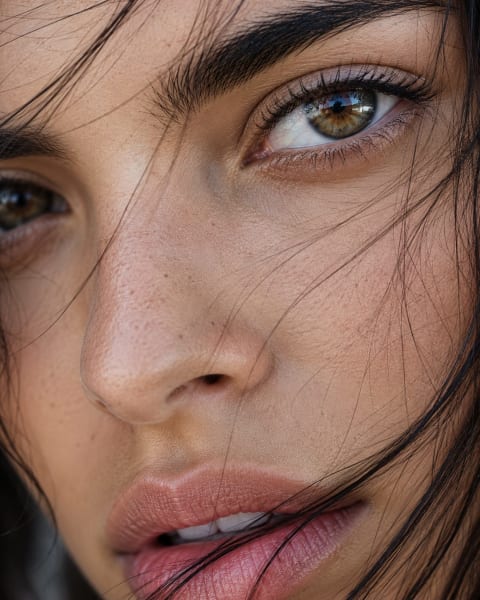 Macro close-up beauty portrait - Image & Concept Art example in the Fashion & Lifestyle category, created with ChatGPT