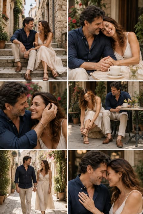Romantic Afternoon Couple Photoshoot - Image & Concept Art example in the Fashion & Lifestyle category, created with ChatGPT