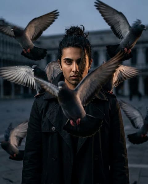 A cinematic portrait of a young man - Image & Concept Art example in the AI Influencer category, created with ChatGPT