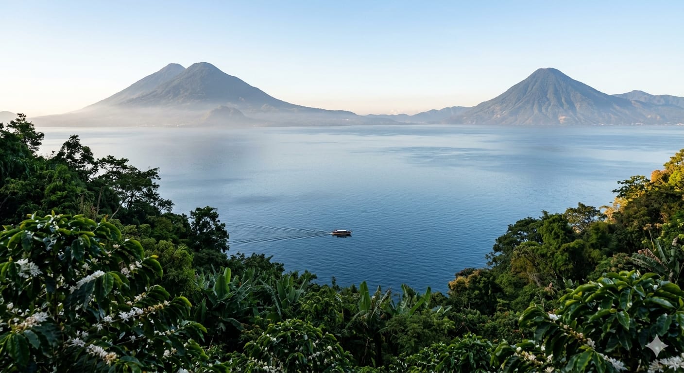 The Volcanic Triad of Lake Atitlán (Guatemala) - Image & Concept Art example created with Nano Banana 2 in the Travel category