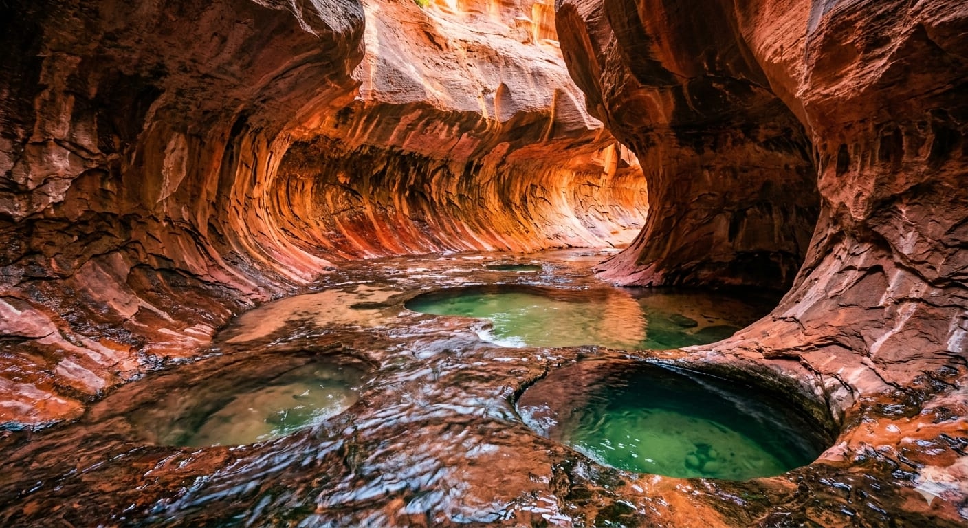 The Geology of ‘The Subway’ (Zion NP, USA) - Image & Concept Art example created with Nano Banana 2 in the Travel category