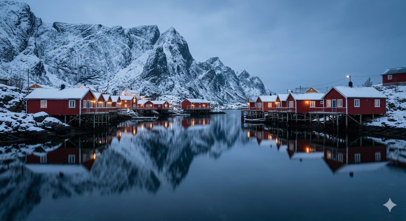 The Isolated Arctic Harbor of Nusfjord (Lofoten, Norway) - Image & Concept Art example created with Nano Banana 2 in the Travel category