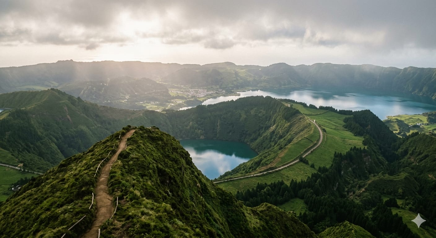 The Volcanic Caldera of Sete Cidades (Azores, Portugal) - Image & Concept Art example created with Nano Banana 2 in the Travel category