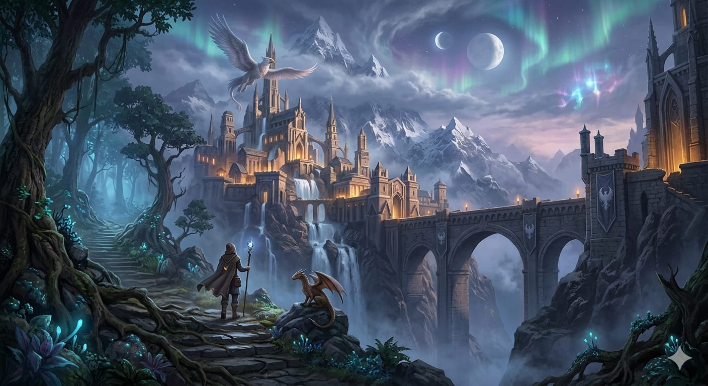 The Path to the Sunstone Citadel - Image & Concept Art example created with Nano Banana 2 in the Fantasy category