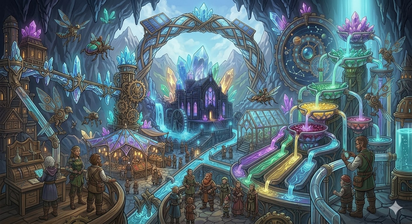 Aethelgard's Crystal Hollow - Image & Concept Art example created with Nano Banana 2 in the Fantasy category