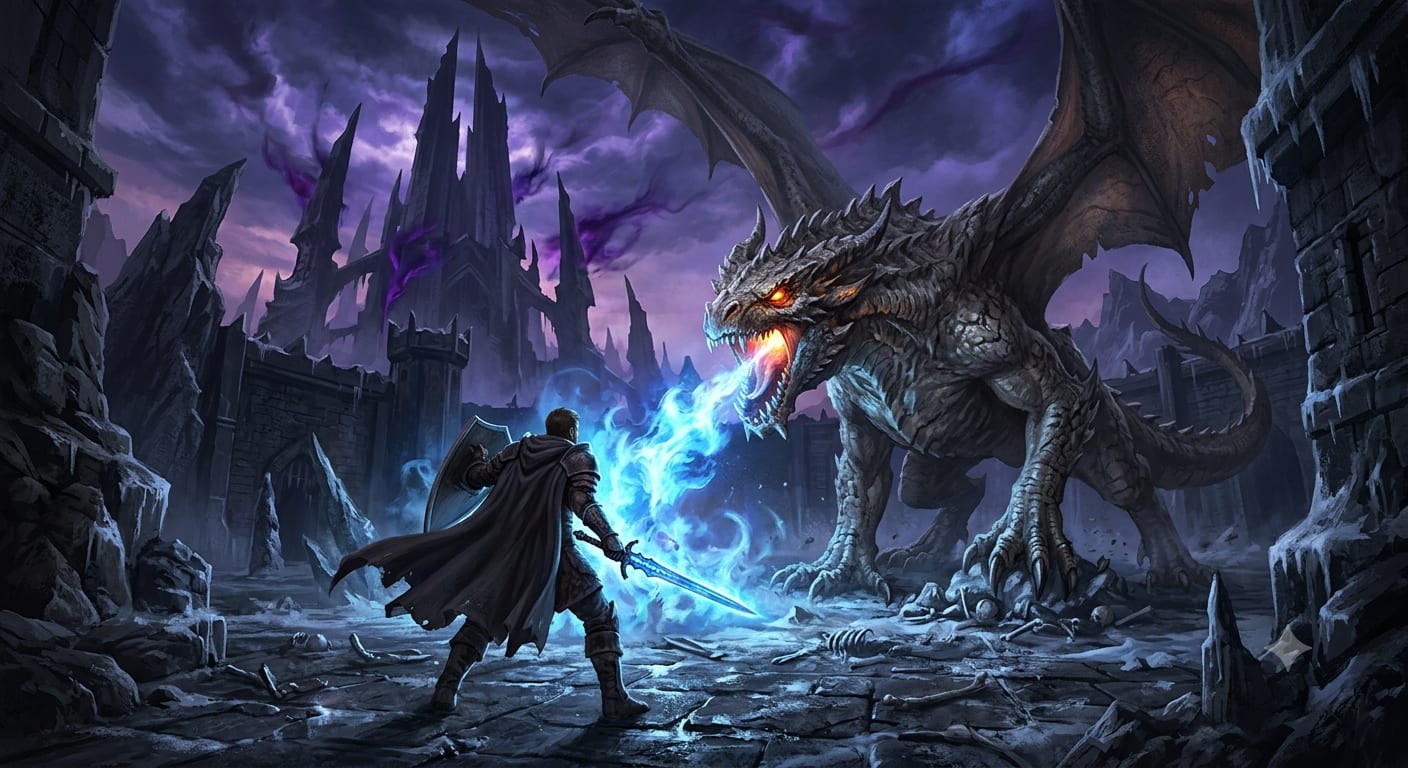 Shadows of the Ash-Drake - Image & Concept Art example created with Nano Banana 2 in the Fantasy category