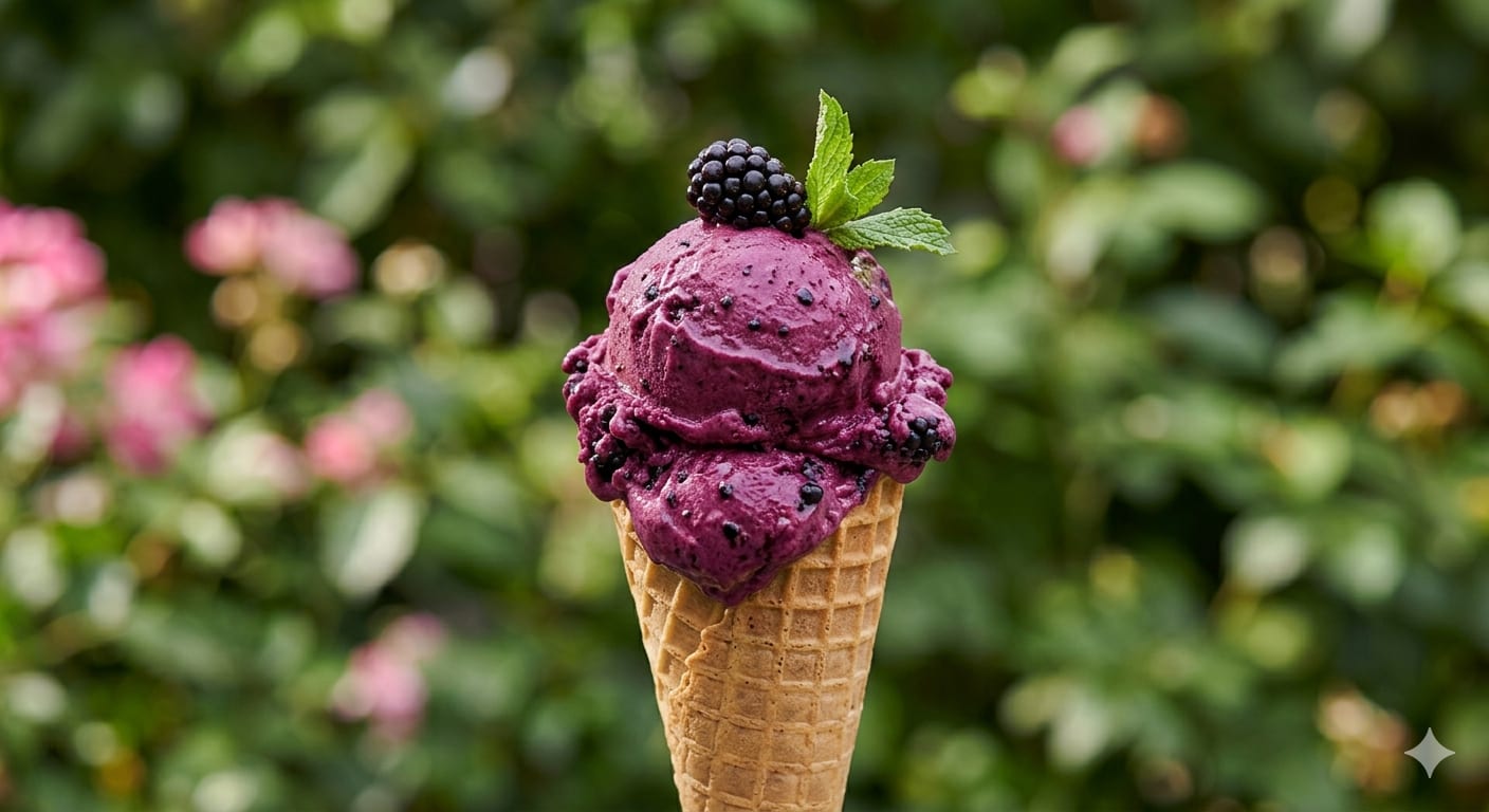 Berry Bloom Gelato Cone - Image & Concept Art example created with Nano Banana 2 in the Food category