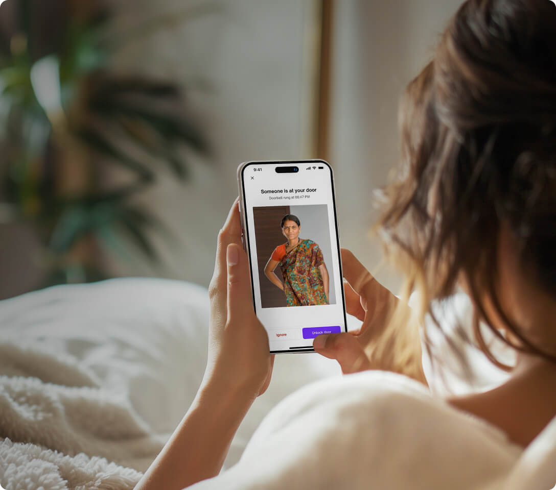 See who's at the door and unlock via phone