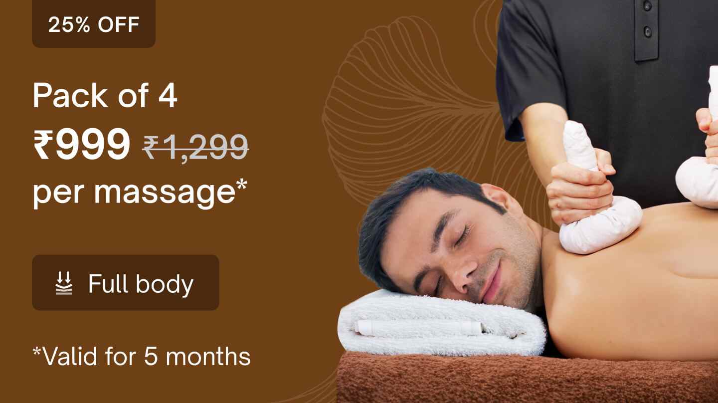 Super saver packs - 4 sessions (Mon-Sat only): Abhyangam massage