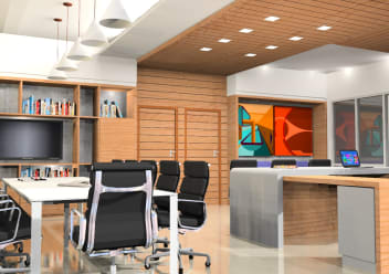 Wooden False Ceiling In Office Space By Senash Rout