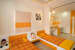 Orange Shade Interiors In Bedroom With Glass Top Study Table by Parthsarthi Bedroom Contemporary | Interior Design Photos & Ideas