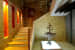 Staircase with vibrant lighting and display peice by Leena Mehar Indoor-spaces Contemporary | Interior Design Photos & Ideas