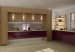 L Shape Kitchen with Beige Shade and Burgundy Cabinets by Alaya D'Decor Modular-kitchen Modern | Interior Design Photos & Ideas