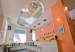 Elegant Cafeteria with Pink Walls and Glittering False Ceiling by Viraf Laskari Modern | Interior Design Photos & Ideas