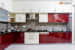 L shape kitchen with red & white cabinets by Furdo.com Modular-kitchen Modern | Interior Design Photos & Ideas
