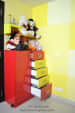 Yellow Shaded Kids Bedroom with Red and Yellow base drawers and cabinets by The KariGhars Bedroom Contemporary | Interior Design Photos & Ideas