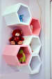 Pink and White Themed Hexagon Display Unit by Rohit Mangal Singla Bedroom Modern | Interior Design Photos & Ideas