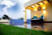 Swimming Pool With Black Cushioned Sofa by Rohit Mangal Singla Open-spaces Contemporary | Interior Design Photos & Ideas